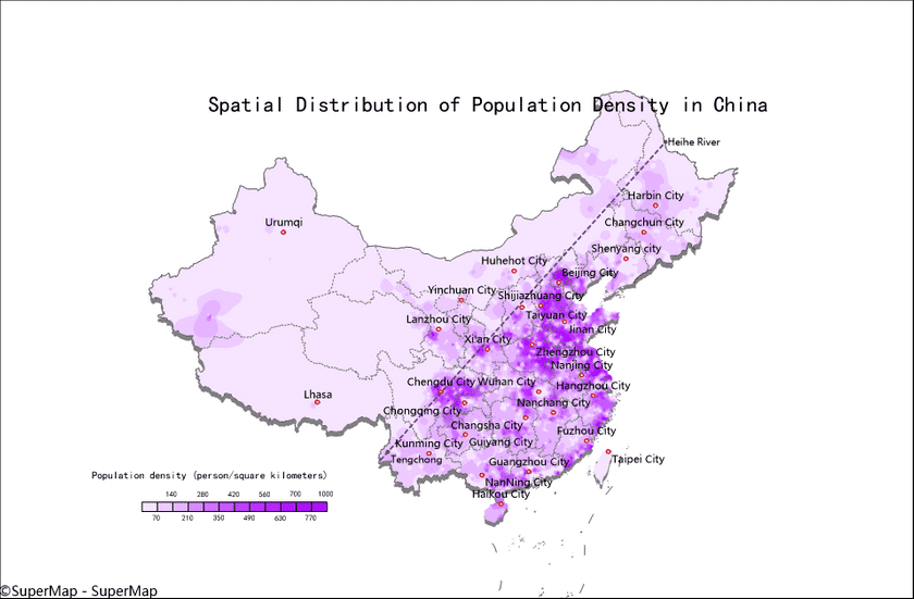 Spatial Distribution of Population Density in China