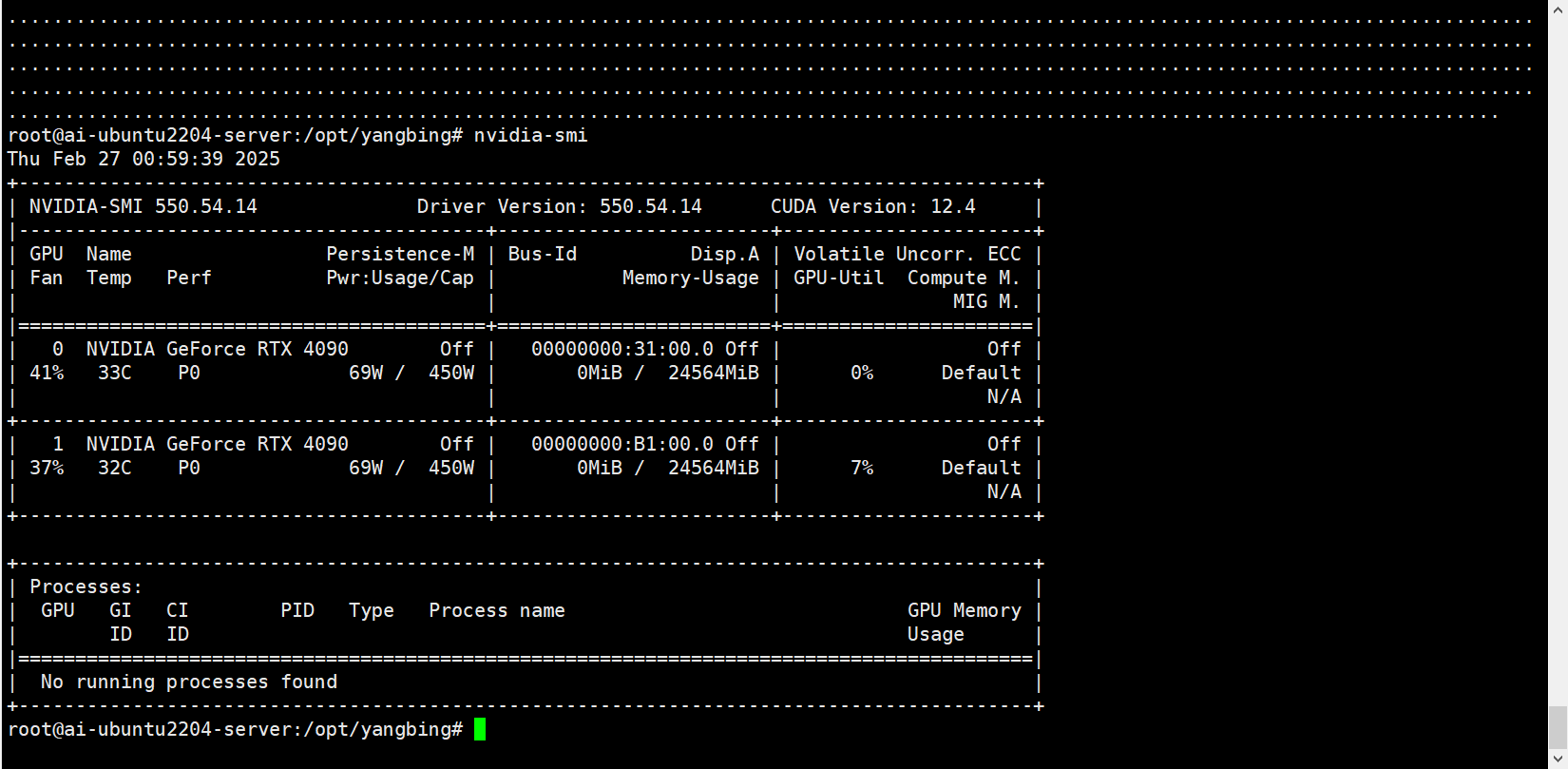 nvidia-smi command output